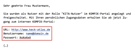 E-Mail mit Zugangdaten