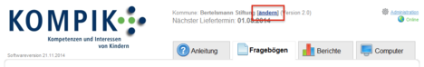 KOMPIK-Kopfbereich mit Link zum Ändern der KOMPIK-Version
